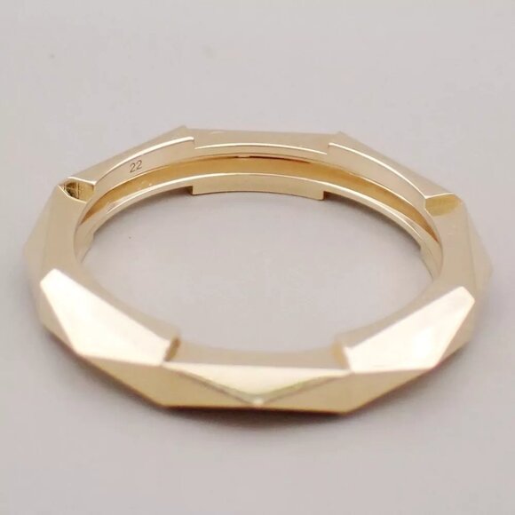 GUCCI Logo Link To Studded Ring Au750 (18K) Size 22 Yellow Gold Italy - Picture 13 of 13